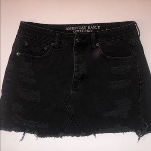 Distressed denim skirt